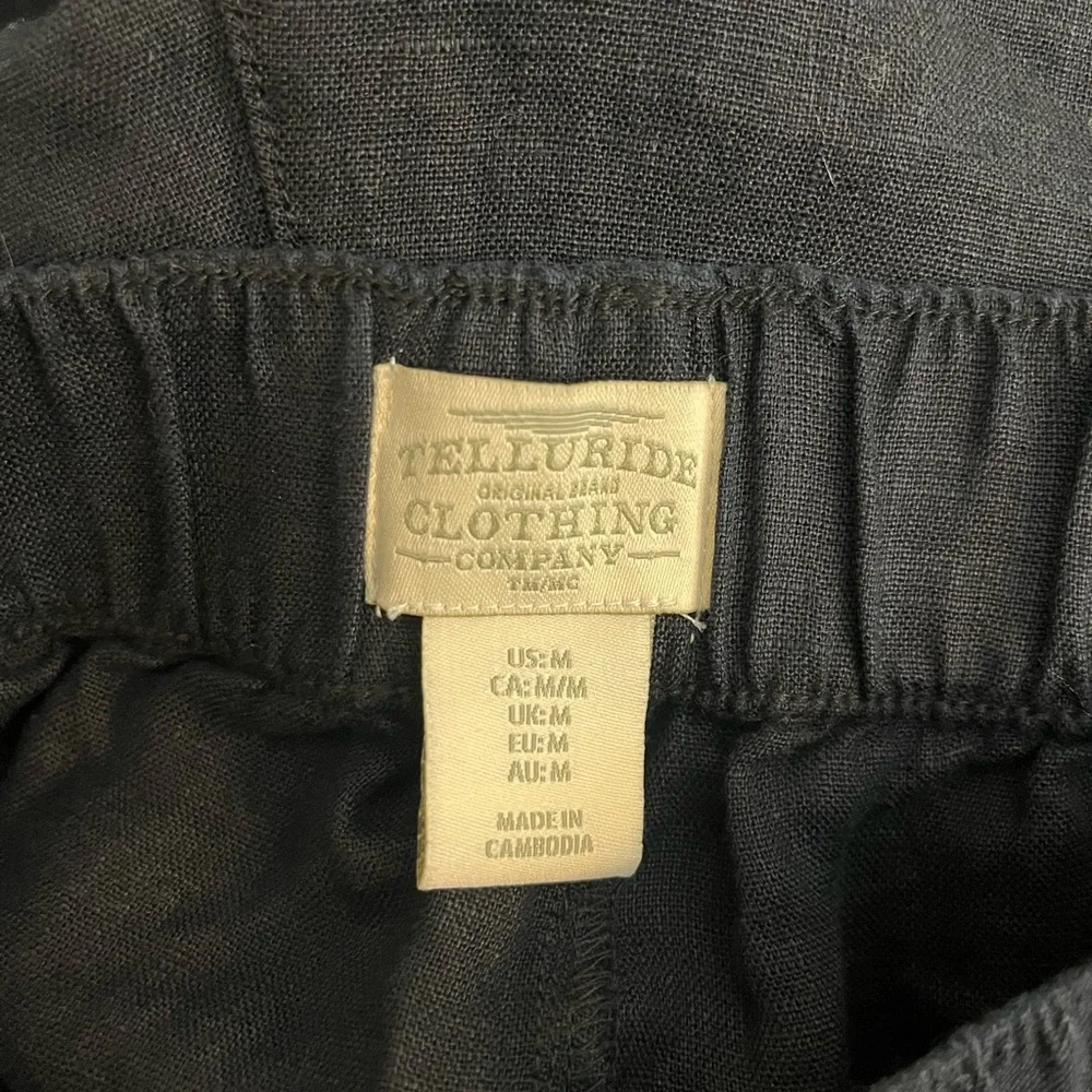 Telluride Clothing Co Black 100% Linen Shorts - Picture 5 of 6